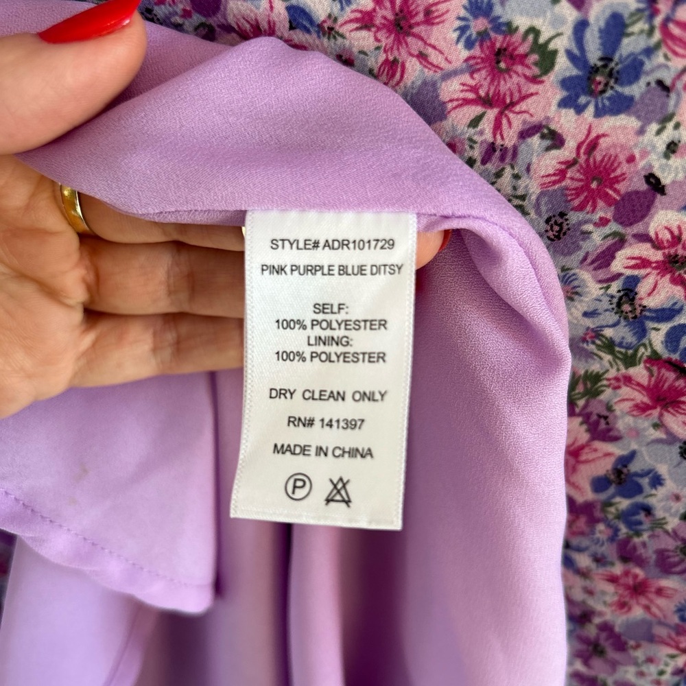 ASTR the Label Sweetheart Neck Maxi Dress in Pink Purple Blue Ditzy, L - Picture 10 of 11